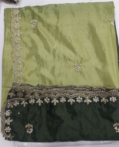 Elegant Two-Tone Embroidered Silk Saree
