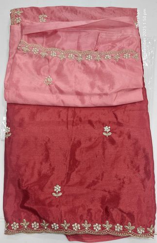 Regal Maroon Silk Saree with Heavy Gold Border Embroidery