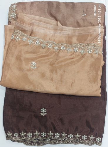 Earthy Tone Silk Saree with Delicate Gold Border Embellishment