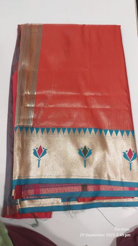 Vibrant Red & Gold Border Pathni Saree in saree - Aamber Fashion