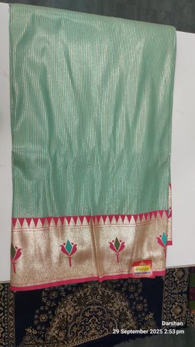 Exquisite Mint Green Pathni Saree with Rose & Gold Border in saree - Aamber Fashion